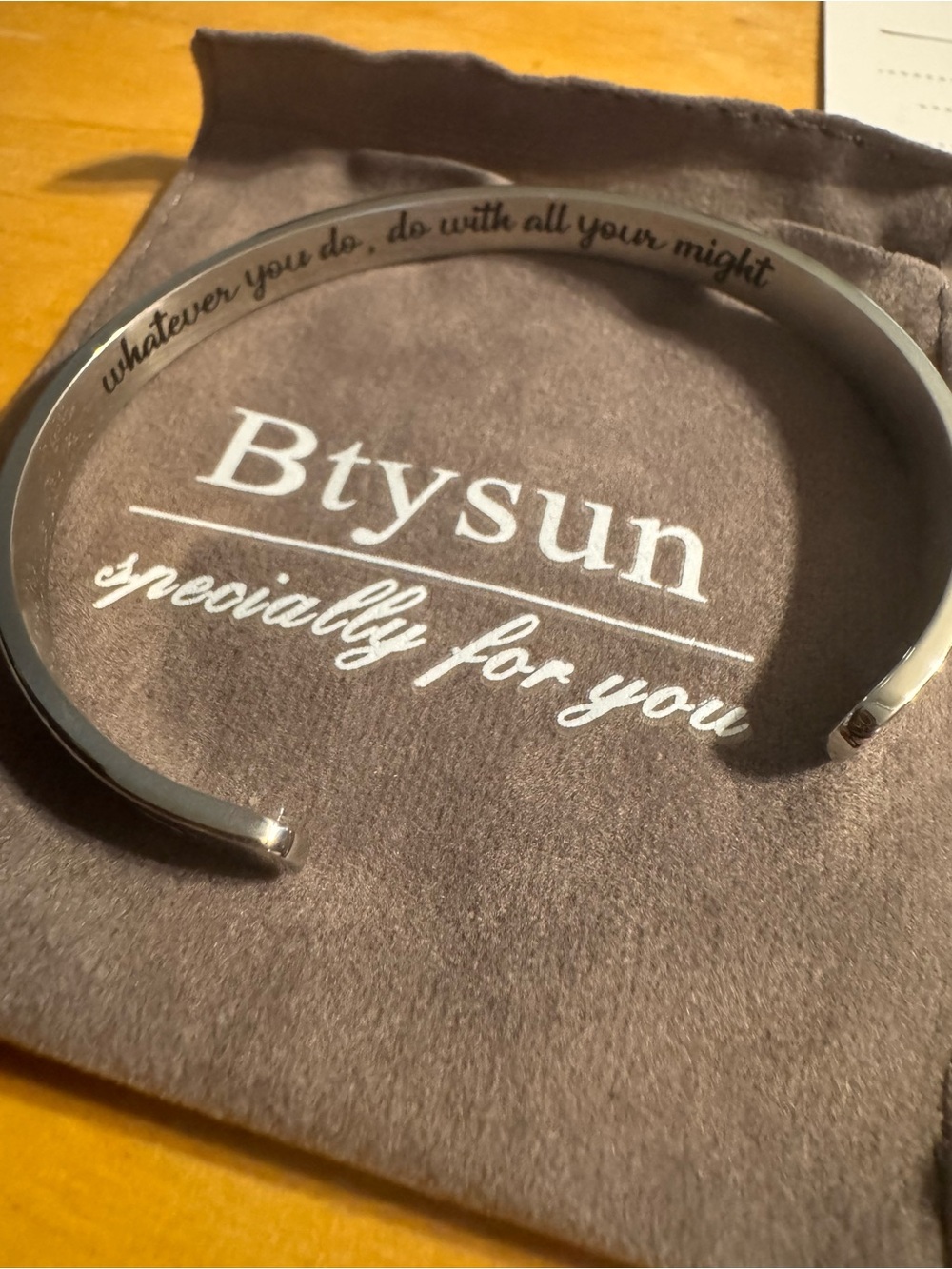 Whatever you do, do with all your might Silver Tone Cuff Bracelet